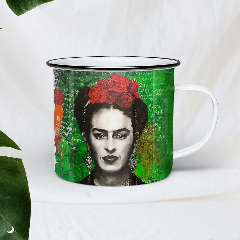 Taza de peltre Frida Khalo Flores