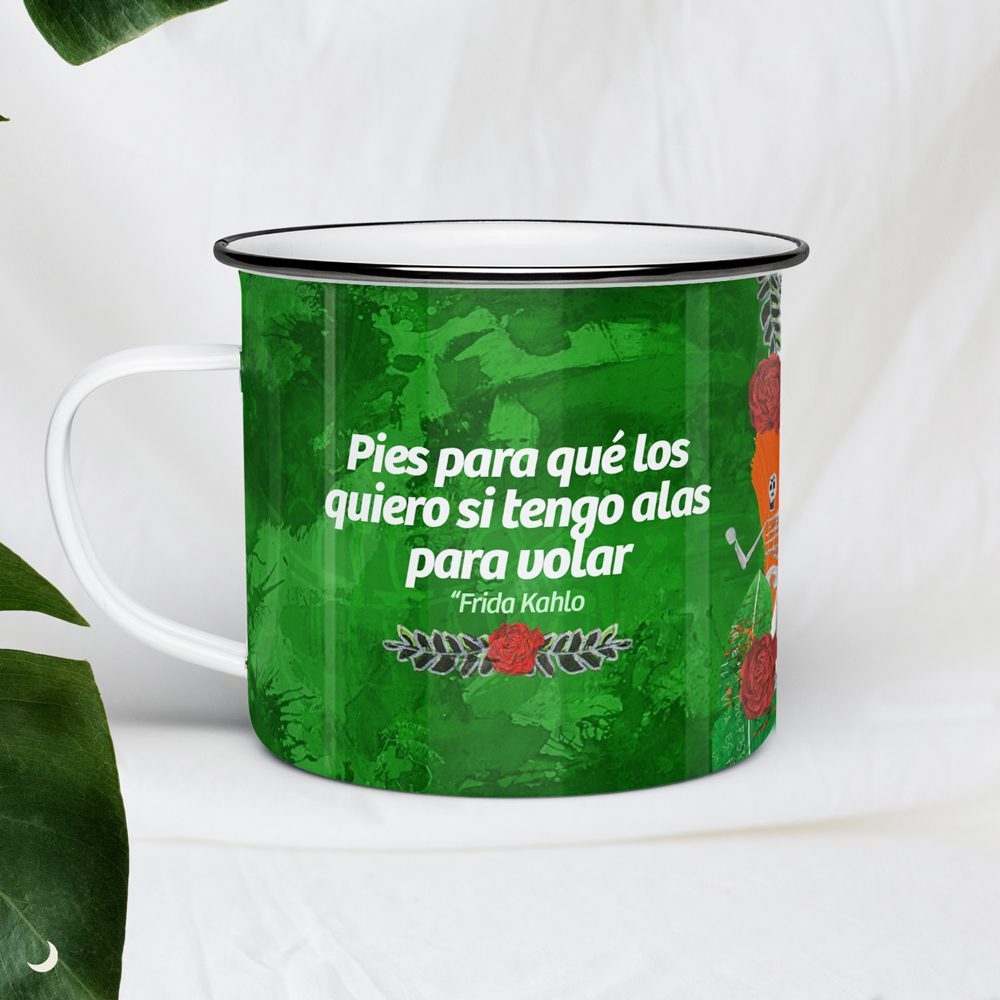 Taza de peltre Frida Khalo Flores